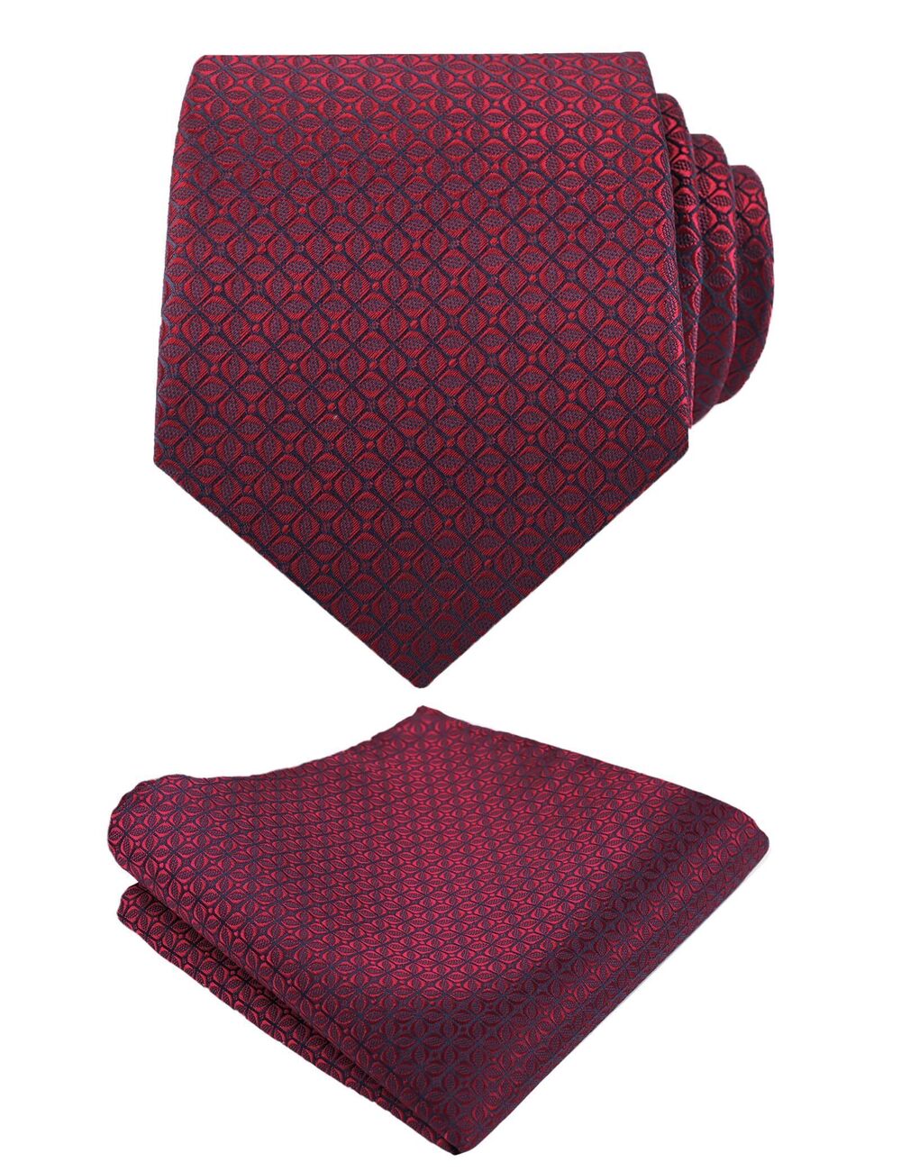4147 Vintage Solid Plaid Tie with Pocket Square 3.15inches Necktie Set